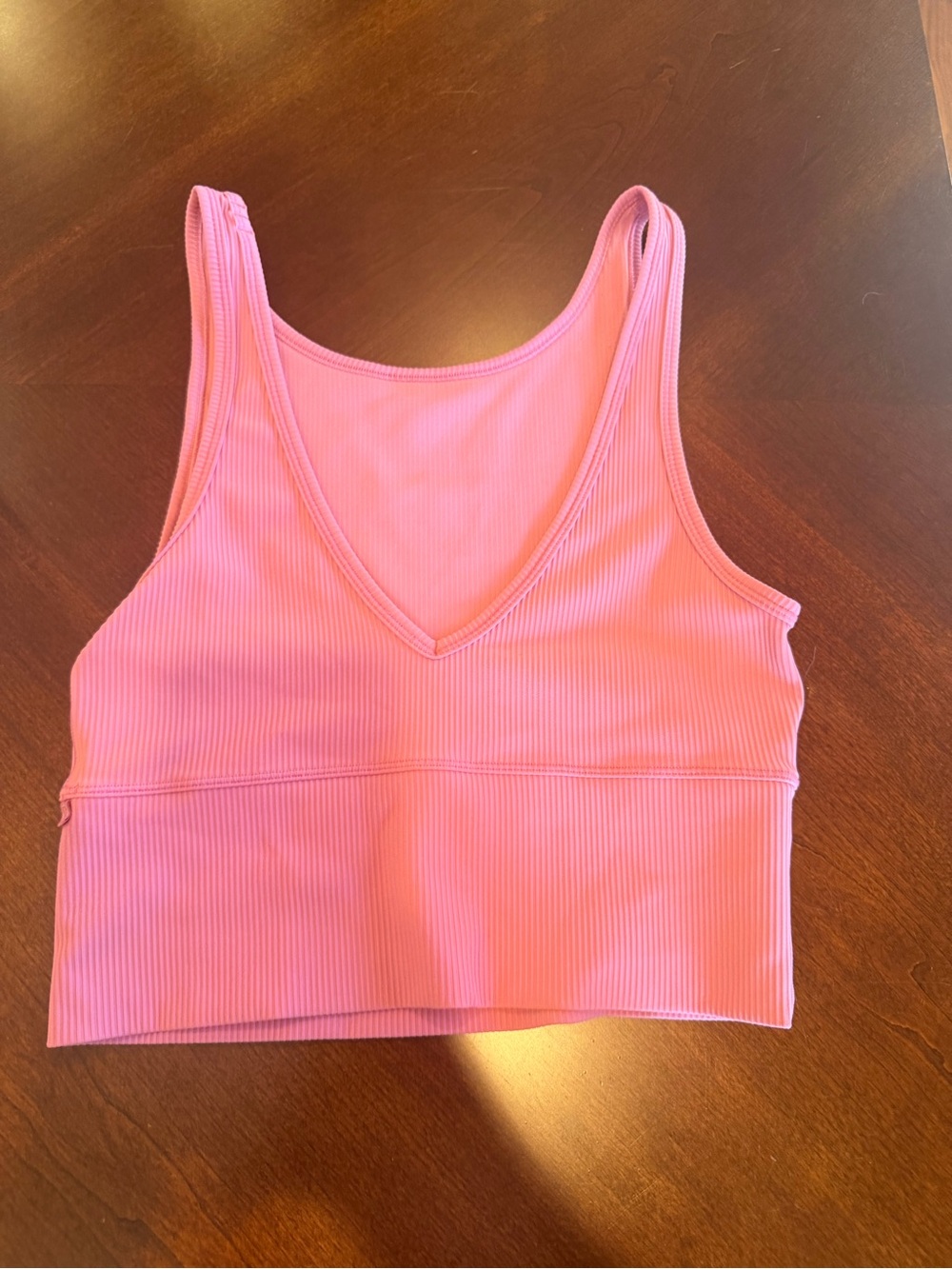 Lululemon Ribbed Pink Crop Tank - Picture 2 of 3